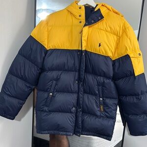 Polo Ralph Lauren Yellow and Navy Puffer Jacket